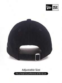 New Era 9TWENTY Baseball Cap, Minimalist Signature Embroidered Black Soft Crown Hat, Unisex Adjustable - Black - View 6