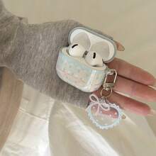Transparent Pink & Blue Plaid Star Pendant Earphone Case Compatible With AirPods Case 2/3/4/Pro/Pro2/Pro3, Anti-Drop Earphone Case, Gift, Fashion Accessory, Combining Aesthetics And Practicality - Translucent Pink Blue - View 2