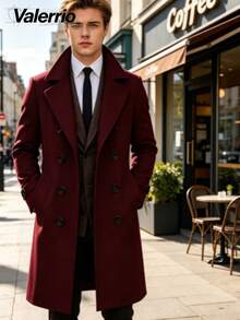 Men Overcoats - Burgundy - View 3