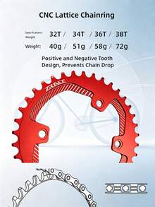 ZRACE BCD96-M MTB Asymmetric Chainring 32T 34T 36T 38T Black Red 4-Hole BCD96 For Mountain Bike Crankset - Black - View 8
