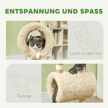 PawHut Sheep-Design Cat Scratching Post For Cats Up To 5 Kg, 98 Cm Tunnel, Light Brown | Cat Tower, Scratching Post, Play Ball, Multi-Level Cat Scratching Tree, Climbing Tree - Brown - View 4