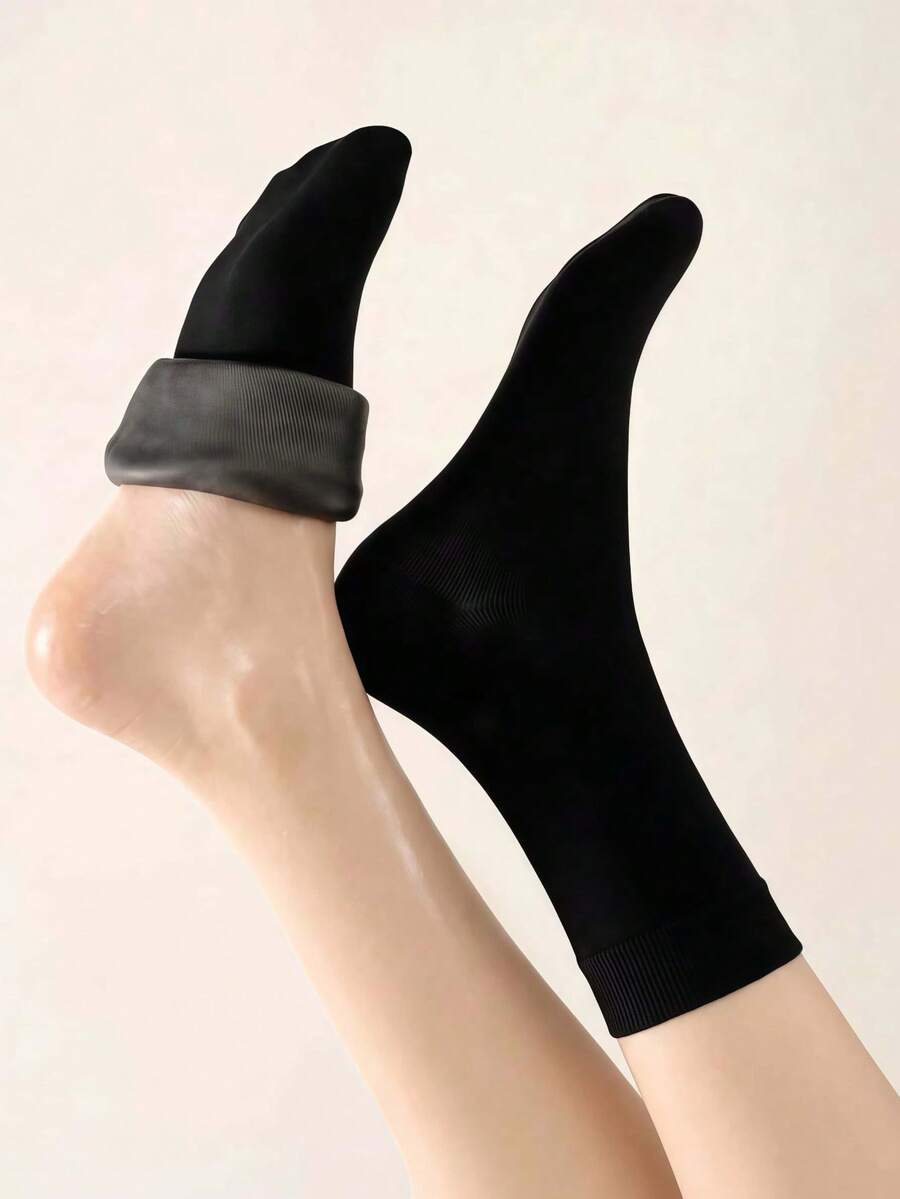 1 Pair Whitening Moisturizing Silicone Socks, Suitable For Dry And Cracked Foot Care, Gel Heel Leg Warmers For Foot Moisturizing - Black - View 1