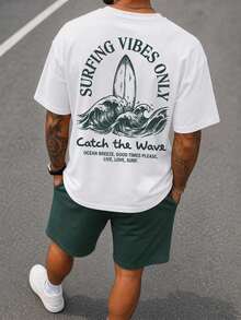 Men's Short-Sleeve T-Shirt With Crew Neck And Lettering Design - A Casual Outfit Ideal For Everyday Wear And Vacations. - 白色 - 查看 1