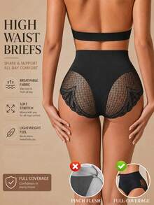 2pcs/Pack Women's Lace Seamless Tummy Control Shaping Panties, Waist-Cinched Butt-Lifting Underwear, Suitable For Various Occasions - Multicolor - View 5