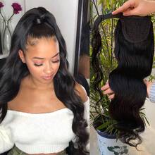 BINF 8-26 Inch Body Wave Ponytail Virgin Raw Human Hair Wrap Around Clip In Ponytail Natural Color Women Human Hair Extension Cosplay Party Daily Wear Hairstyle Halloween - Natural Black - View 2