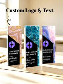 1pc Personalized Acrylic Trophy Gift, Customized Transparent Award Cup, Engraved Corporate Recognition Souvenir - Multicolor - View 1