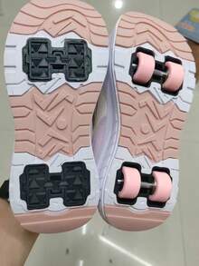 女童輪滑鞋 4輪小輪滑鞋 滑板 女童冰鞋 全季穿著 - 粉色 - 查看 12