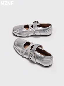 NZNF Premium Flat German Trainer Shoes For Women, New Autumn Style, Versatile Sports Sneakers To Match With Skirts - Silver - View 4