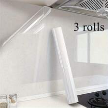 PP Static Self-Adhesive Wall Sticker (1 Roll) - Waterproof & Oil-Proof, Glue-Free Design, Removable & Reusable - Suitable For Kitchen Oil-Proof Wall, Easy To Clean, No Residue, Kitchen Accessories. Decorative Material Wallpaper Wall Decor Sticker - Transparent - View 2