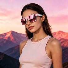 WSZ 2PCS Latest Fashion Vintage Square Sports Glasses Flat Frame Street For Unisex Eyewear For Choice For Outdoor Vacation And Daily Clothing Matching - 2PCSF766 - View 5