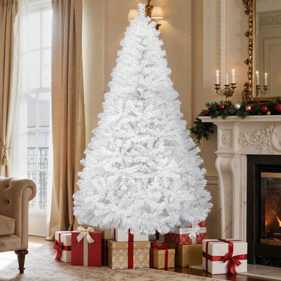 Yitahome 182cm White Artificial Christmas Tree – 818 Tips, Dense Realistic Branches, Fir With Foldable System & Metal Stand, Quick Assembly, Extra-Wide 115cm For Home & Shop - White - View 1