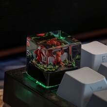 手工環氧樹脂噴火龍 3D 景觀工匠鍵帽,迷你神話獸叢林景觀客製化鍵帽,相容 MX 型開關電競機械鍵盤 - 查看 4