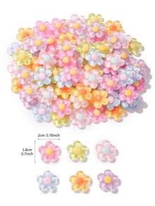 夢幻風花卉樹脂裝飾，凸面平底亮面花朵飾件，可愛混色糖果色小花，適用於珠寶製作、DIY手工、卡片裝飾、手機與髮飾配件 - 夢幻之花 - 查看 5