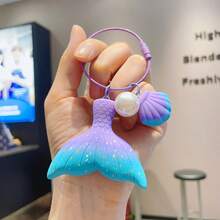 1PCSGradient Pearl Mermaid Tail Keychain Cute Bag Pendant Car Key Chain Girls Gift Ornament - Multicolor - View 4