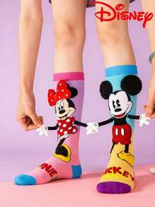 1 Pair Disney Kids Over-The-Knee Mid-Calf Socks 3D Cute Mickey Holding Hands Socks, Fun Christmas Gift For Autumn/Winter - Multicolor - View 5