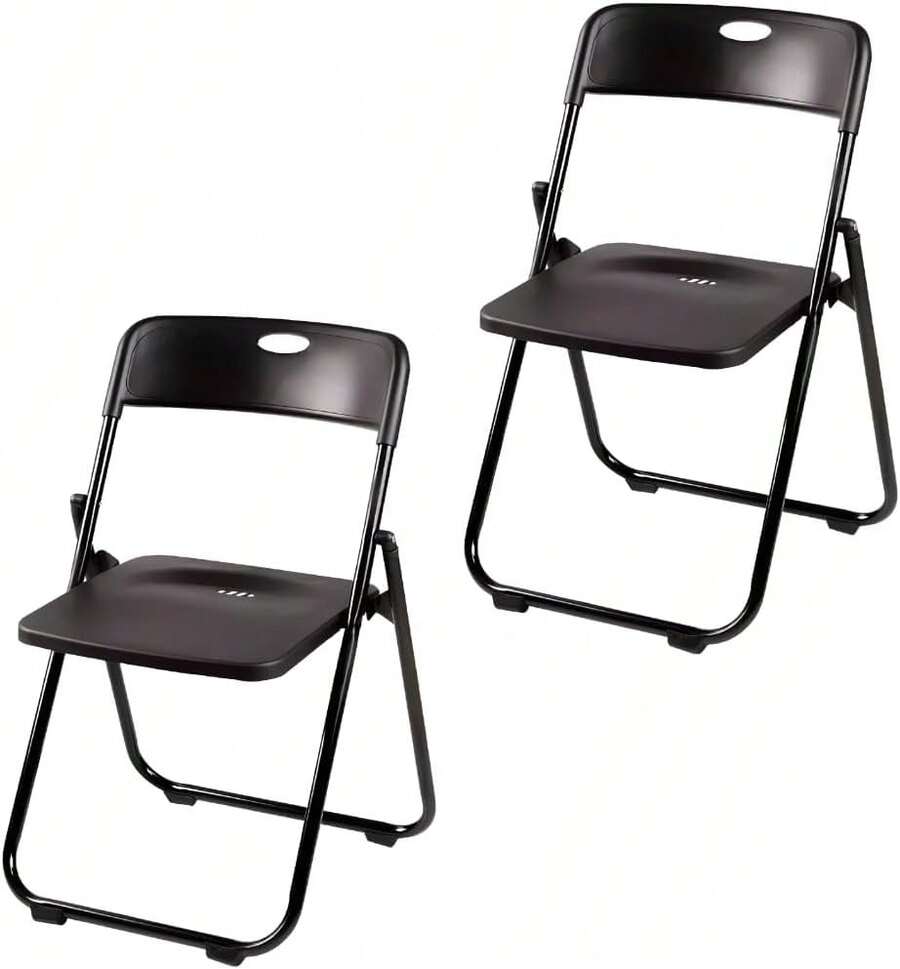 Set de Sillas Plegables, Color Negro, Estructura Metálica Resistente, con Gomas Antiderrapantes (6) - Negro - Ver 1