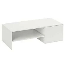 Verstellbarer Couchtisch, Metallschienen, Spanplatte, Fußpads, Weiß - White - View 1