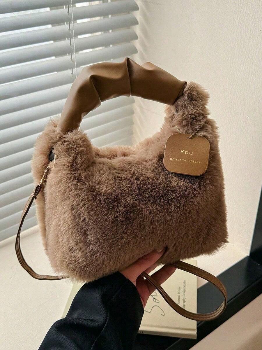 Fairy Plush Handbag, Women's Fashion Shoulder Crossbody Bag, Autumn/Winter Plush Handbag, Multi-Functional Bag, Tag Bag, Fashion Handbag