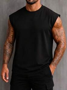 ZYNTH BALENO Men's Summer Fashion Drop Shoulder Tank Top, Cool Summer Essential, Suitable For Sports, Fitness, Outdoor, Cycling, Black - Black - View 2