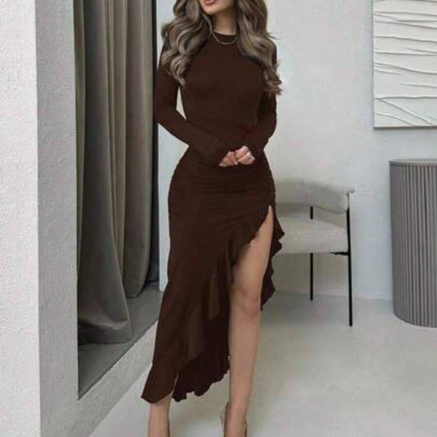 Women Short Dresses - Brown - View 1