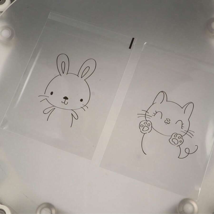 100pcs Multi-Purpose Transparent Cellophane Snack Bags, Cute Cartoon Animal Self-Adhesive Resealable Bags, Suitable For Toast, Candy, Cookies - B - View 1