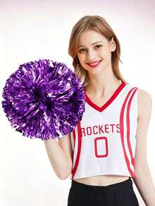 2pcs Cheerleading Handheld Pom Poms With Ribbons, Dance Performance Props, Square Dance Game Props, Suitable For Football, Basketball, Rugby And Sports Performances, Team Sports, Dance And Cheerleading Performance Props - Multicolor - View 19