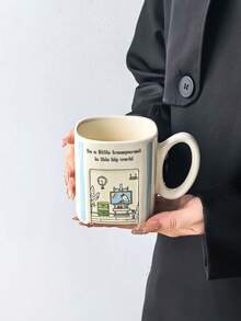 1 buah Mug Keramik Persegi Motif Kartun Lucu dan Menyembuhkan, Gaya Ins Kreatif dengan Desain Jendela Berongga untuk Kopi, Cangkir Sarapan, Cangkir Teh Sore, Hadiah Unik yang Sangat Menarik, Aman untuk Microwave dan Mesin Pencuci Piring - MultiWarna - View 9