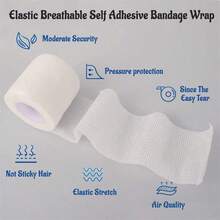 7 Rolls Of Self-Adhesive Bandage, Breathable Athletic Tape, Self-Adhesive Athletic Bandage (White), Suitable For Football, Basketball, Running, Fitness, Badminton, Tennis Accessories, Bandages (5cm White) - White - View 2
