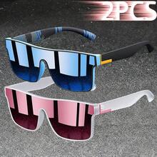 WSZ 2PCS Latest Fashion Vintage Square Sports Glasses Flat Frame Street For Unisex Eyewear For Choice For Outdoor Vacation And Daily Clothing Matching - 2PCSF766 - View 7