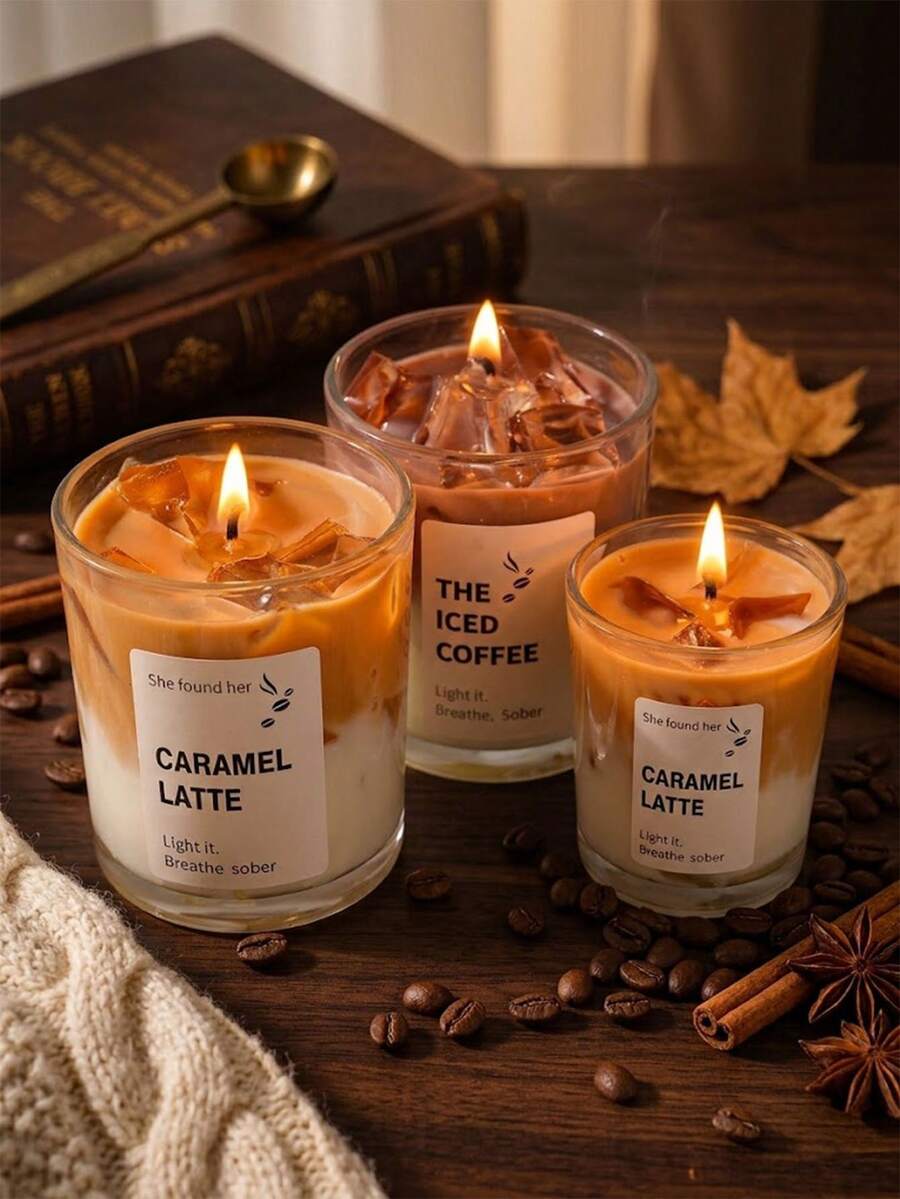 Coffee Cup Gel Candle (Iced Coffee/Caramel Latte, Subtle Fragrance), Decorative Scented Candle, Burns For 12-30 Hours, Creative Gift For Men And Women, Can Be Used As Candle Holder, Home Decor, Suitable For Living Room, Bedroom, Bathroom, Office, Dining Table And Other Home Decor, Relaxation And Meditation, Self-Care, Gift For Coffee Lovers, Ideal For Valentine's Day, Mother's Day, Father's Day, Birthday, Christmas, Wedding, Housewarming And Other Occasions, Back To School, Wedding/Autumn/Winter Vintage Decor, Autumn/Winter Essential