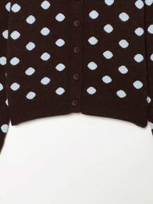 DEEKA Autumn/Winter New Women's European And American Style Fashion Minimalist Polka Dot Knit Cardigan - Brown - View 8