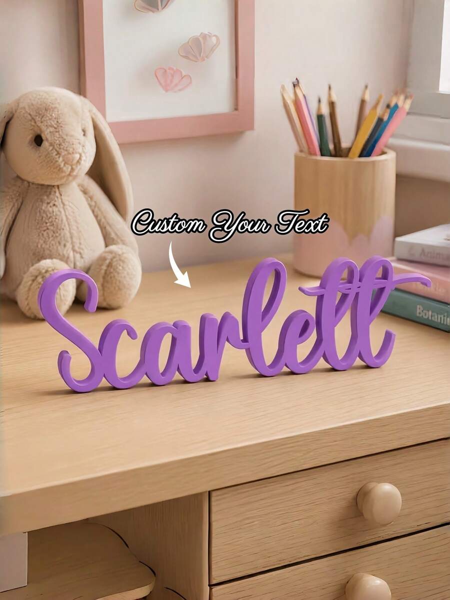 1Pc Custom 3D Printed Name Sign - Personalize With Your Name, Stylish & Unique Design, Perfect For Home Decor, Birthdays, Holidays, Graduations, Housewarming, Special Occasions - Multicolor - View 1