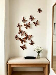 3D Leopard Print Butterfly Wall Sticker, Self-Adhesive Brown Leopard Spot Butterfly Decal, Magnetic Fridge Magnet, DIY Art Decor, Suitable For Living Room, Bedroom, Kitchen, Office - Various - View 9