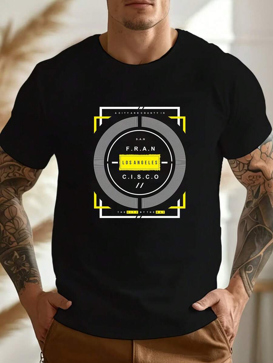 Men T-Shirts - 黑色 - 查看 1