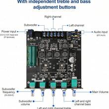 2.1 Channel Subwoofer Amplifier Board, HiFi Subwoofer Power Amplifier, Supports Bass And Treble Adjustment, 50W+50W+100W Stereo Digital Audio Module, Suitable For Home Theater DIY Speakers, DC Power Supply, Max Voltage 36V, Battery Not Included - A - View 6