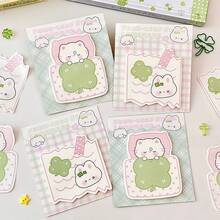 Clover Rabbit Shaped Sticky Notes, Plaid Cute Cartoon Memo Paper, Adhesive Note Pads For Students, Message, Diary, Planner DIY Decoration - A - View 1