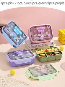 4-Compartment Bento Box, Leak-Proof Lunch Box, Convenient Meal And Snack Prep Divided Food Storage Container, Suitable For School, Office, Travel And Picnic - Multicolor - View 5
