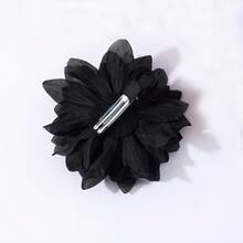 1pc Halloween Dark Skull Flower Hair Clip, Black & Red Fabric Large Flower Side Clip, Gothic Subculture Party Costume Head Accessory - Multicolor - View 4