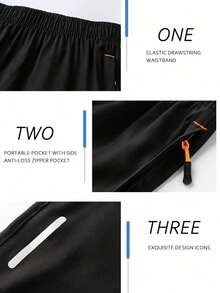 Men's Sports Shorts Suitable For Spring, Summer, Autumn Wear Running, Fitness, Sports Black - Black - View 3