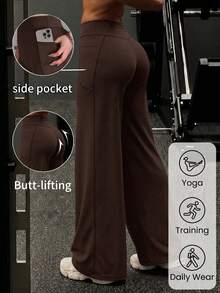 Women's High Waist Tummy Control Butt Lifting Slimming Multi-Function Yoga Pants, Autumn/Winter - Black Coffee - View 2