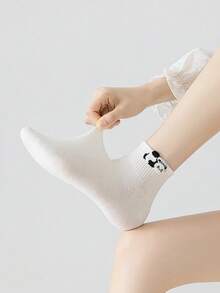 1/5 Pairs Women's Pure Cotton Socks, Breathable & Odor-Resistant, Asymmetrical Cuff, Knitted Fabric, Cute INS Style, Versatile For Spring/Summer, Home, Commute, Date, Party, School, Holiday Gift - Multicolor - View 5
