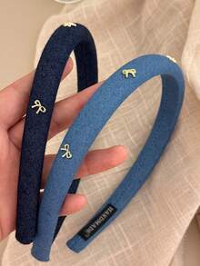2pcs Women's Minimalist Fashion High Crown Headband, Bow Knot Hair Band, Versatile Hair Accessory For Outings - Multicolor - View 2