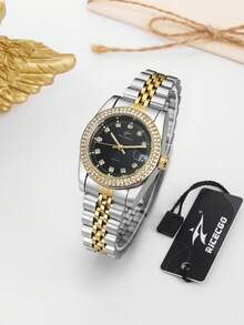 RICECGO A Women's Wristwatch, A Stylish Accessory With A Double-Row Diamond Bezel-Elegant And Perfect For Both Work And Formal Events. - Multicolor - View 4