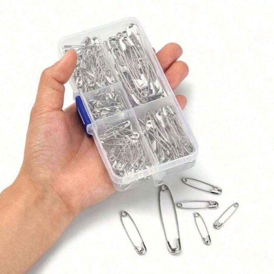 260/150/50/10pcs Multi-Size Metal Safety Pins, Durable And Easy To Use. Suitable For Clothing Repair, Handicrafts, Document Organization, Decoration, Brooches, Badges And Keychains. Perfect For Daily Use, Valentine's Day And Weddings - A - View 1