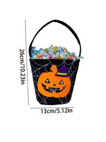 Kids Halloween Trick Or Treat Felt Bucket, Mini Pumpkin Ghost Bat Candy Hand Bag, Child Halloween Party Candy Storage Basket - Multicolor - View 8