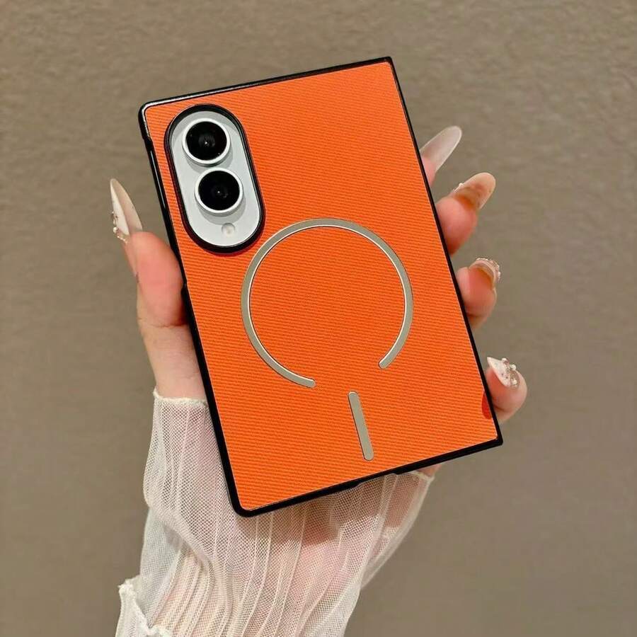 VIETAO 支援無線充電磁吸手機殼，適用於 Galaxy Z Fold 8 Ultra Fold8 手機保護殼 - 橘色 - 查看 1