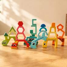 Wooden Vehicle Building Blocks, Balance Stacking Toy Set, Creative Construction Challenge Game, Birthday & Christmas Gift - Multicolor - View 4