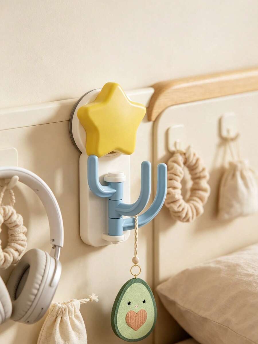 3/1pc Cactus Shaped Rubber Hook, Cute Rotatable 3-Hook Wall Mount, Strong Adhesive No-Damage Door Hook, Perfect For Hanging Keys, Bags And Small Daily Items - Multicolor - View 1