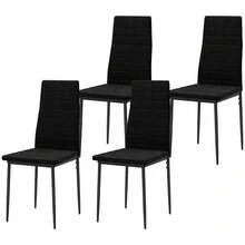 4er-Set Esszimmerstühle, Armloses Design, Stoffpolsterung, Metallbeine, Schwarz - 黑色 - 查看 1