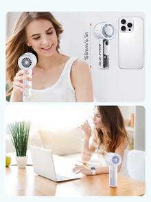 JMMO Portable Handheld Fan With Digital Display, USB Rechargeable Mini Personal Fan, 3000mAh Battery, High Speed Cooling For Outdoor Activities, Travel, Work, Wearable Cooling Fan, Compact Mini Fan,Commencement,Graduation Ceremony - White - View 8